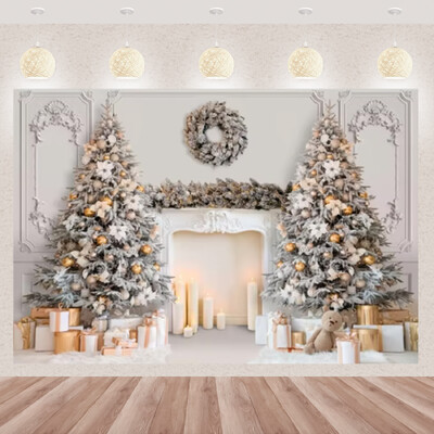 Karácsonyi fotózás háttér téli ablak karácsonyfa medve ajándék családi parti dekoráció gyerekeknek portré hátterek fotó kellékek