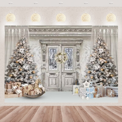 Karácsonyi fotózás háttér téli ablak karácsonyfa medve ajándék családi parti dekoráció gyerekeknek portré hátterek fotó kellékek