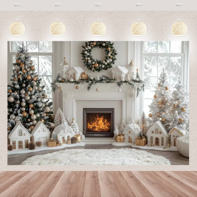 Karácsonyi fotózás háttér téli ablak karácsonyfa medve ajándék családi parti dekoráció gyerekeknek portré hátterek fotó kellékek