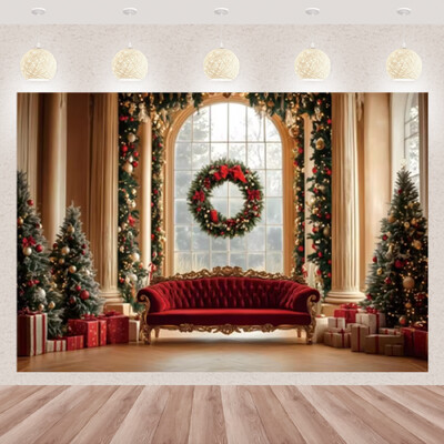 Karácsonyi fotózás háttér téli ablak karácsonyfa medve ajándék családi parti dekoráció gyerekeknek portré hátterek fotó kellékek