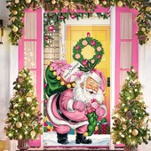 Karácsonyi veranda transzparensek, poliészter Mikulás ajándékozó dekorációk, beltéri és kültéri bejárati ajtó falfestményei