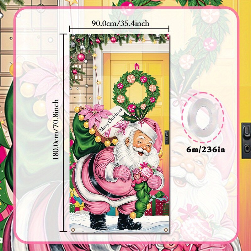 Karácsonyi veranda transzparensek, poliészter Mikulás ajándékozó dekorációk, beltéri és kültéri bejárati ajtó falfestményei