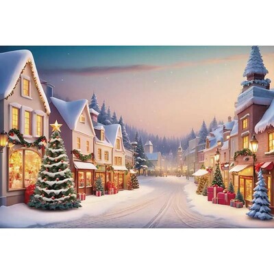 2024 Merry Christmas Village Backdrop δέντρα Δώρα 2025 Πρωτοχρονιά Διακόσμηση Φωτογραφία φόντου Photozone Studio Props