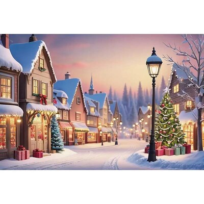 2024 Merry Christmas Village Backdrop δέντρα Δώρα 2025 Πρωτοχρονιά Διακόσμηση Φωτογραφία φόντου Photozone Studio Props