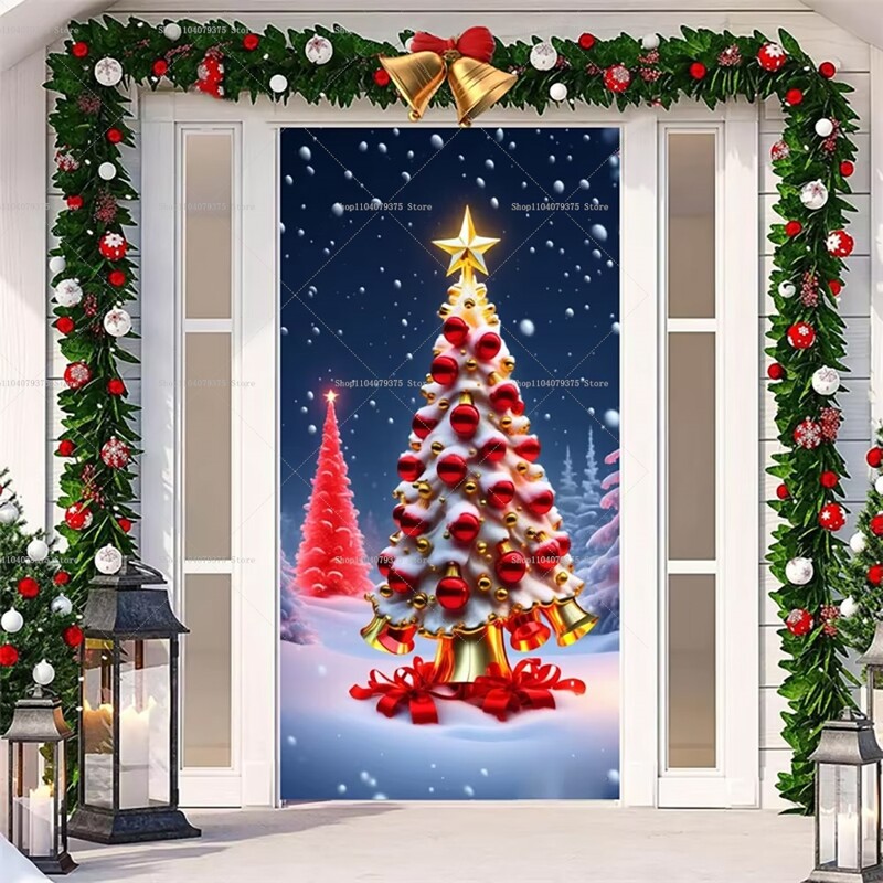 Téli karácsonyfa téma rózsaszín Mikulás jávorszarvas mézeskalács Boldog karácsonyt ajtó Háttér Banner fenyő újév háttér kellékek