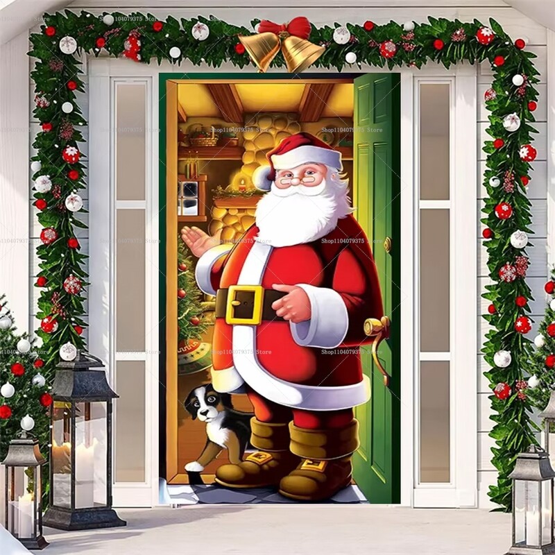 Téli karácsonyfa téma rózsaszín Mikulás jávorszarvas mézeskalács Boldog karácsonyt ajtó Háttér Banner fenyő újév háttér kellékek