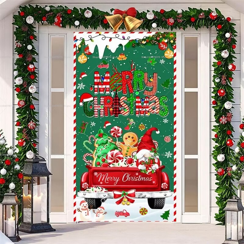 Téli karácsonyfa téma rózsaszín Mikulás jávorszarvas mézeskalács Boldog karácsonyt ajtó Háttér Banner fenyő újév háttér kellékek