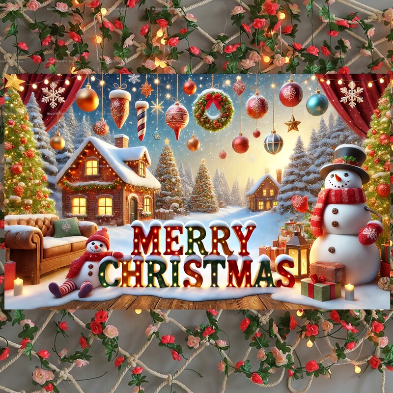Priecīgus Ziemassvētkus fona fotogrāfija Audums Ziemassvētki Sniegavīrs Piparkūku Vīrs Ziemas Dekorācija Bērnu dušas Studijas Rekvizīti
