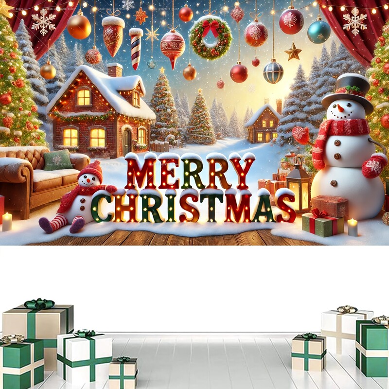 Priecīgus Ziemassvētkus fona fotogrāfija Audums Ziemassvētki Sniegavīrs Piparkūku Vīrs Ziemas Dekorācija Bērnu dušas Studijas Rekvizīti