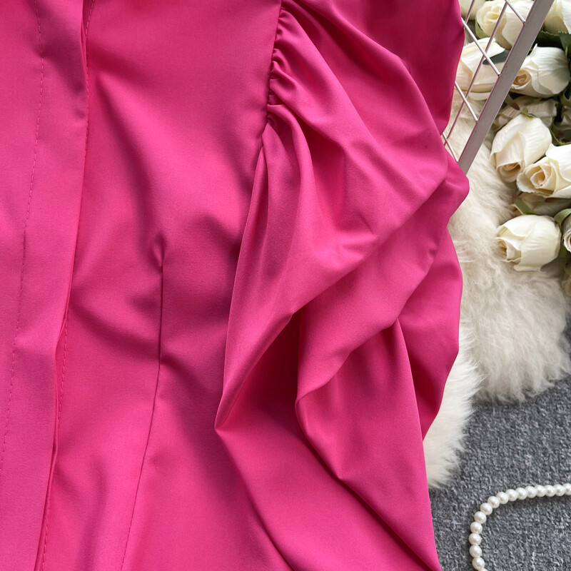 Francia Vintage Elegáns Puff Sleeve Lehajtható gallér Blúz Divat Elegáns felső Tündér tavaszi nyár női ing