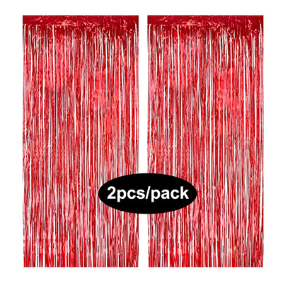 Karácsonyi díszek piros fólia rojtos függönyök csillogó piros zöld csillogó függöny karácsonyi parti dekorációhoz fali háttérhez