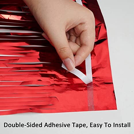 Karácsonyi díszek piros fólia rojtos függönyök csillogó piros zöld csillogó függöny karácsonyi parti dekorációhoz fali háttérhez