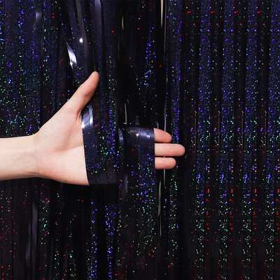 2/3 εκ. Φόντο πάρτι Διακοσμητικός γάμος με φύλλο αλουμινόχαρτο Κουρτίνα με κρόσσια πούλιες Bachelorette Φωτογραφία Κουρτίνα τοίχου με φόντο γενέθλια BabyShower