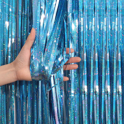 2/3 εκ. Φόντο πάρτι Διακοσμητικός γάμος με φύλλο αλουμινόχαρτο Κουρτίνα με κρόσσια πούλιες Bachelorette Φωτογραφία Κουρτίνα τοίχου με φόντο γενέθλια BabyShower