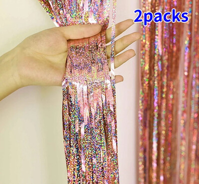 2Pack 2X1M Csillogó buliháttér Fémfólia talmi rojt függöny születésnapi esküvő Lánybúcsú dekoráció felnőtt évfordulóra