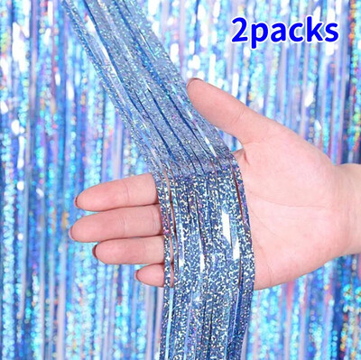 2Pack 2X1M Csillogó buliháttér Fémfólia talmi rojt függöny születésnapi esküvő Lánybúcsú dekoráció felnőtt évfordulóra