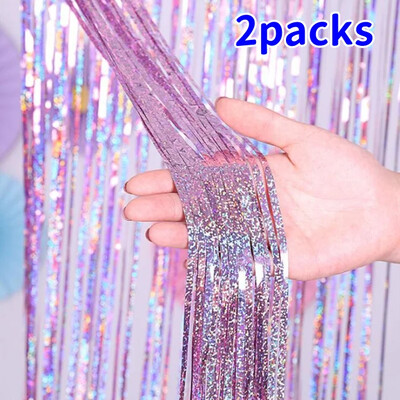 2Pack 2X1M Csillogó buliháttér Fémfólia talmi rojt függöny születésnapi esküvő Lánybúcsú dekoráció felnőtt évfordulóra