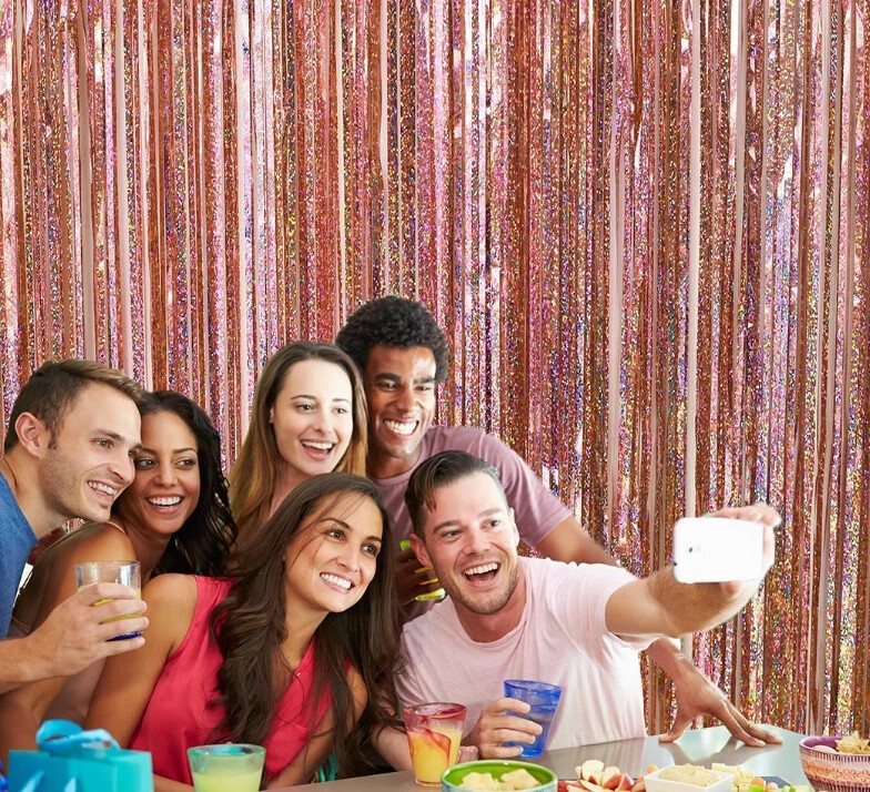 2Pack 2X1M Csillogó buliháttér Fémfólia talmi rojt függöny születésnapi esküvő Lánybúcsú dekoráció felnőtt évfordulóra