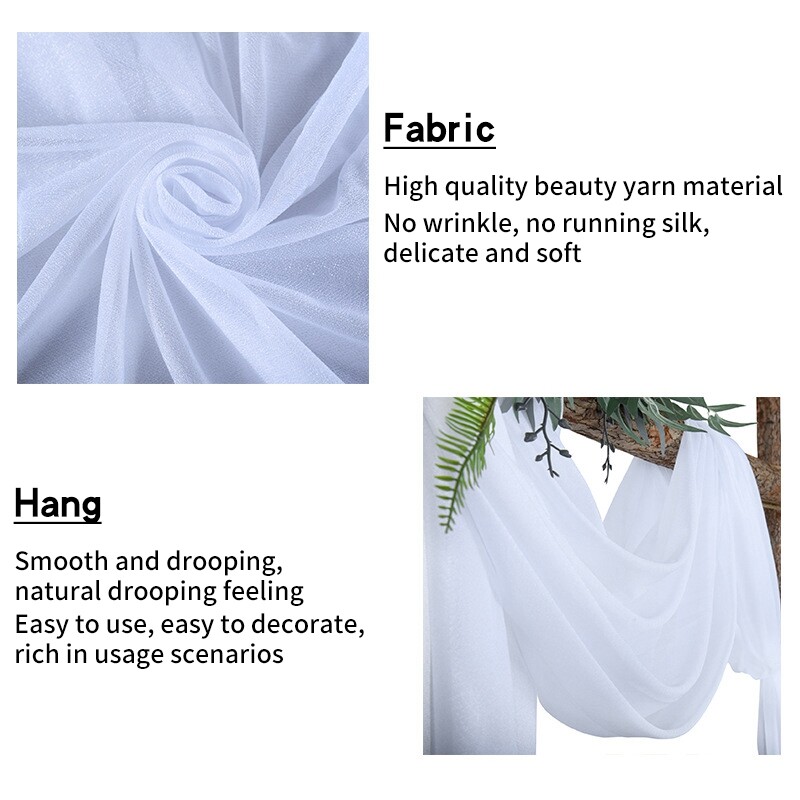 Esküvői ív drapéria dekoráció Esküvői sifon áttetsző függöny szövet Átlátszó háttér függöny drapéria parti akasztós dekoráció