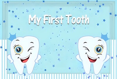 Baba rajzfilm Első fogaim Születésnapi parti dekoráció Háttér Banner Ez egy fiú és egy lány plakát fényképező háttér fog