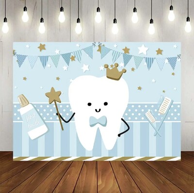 Baba rajzfilm Első fogaim Születésnapi parti dekoráció Háttér Banner Ez egy fiú és egy lány plakát fényképező háttér fog