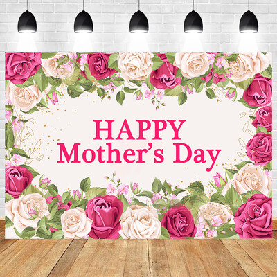 Boldog anyák napját téma Rózsaszín Rózsa Virágos Virág Köszönet Anyák napja Nők születésnapi fotózás Vinyl háttér dekorációs kellékek