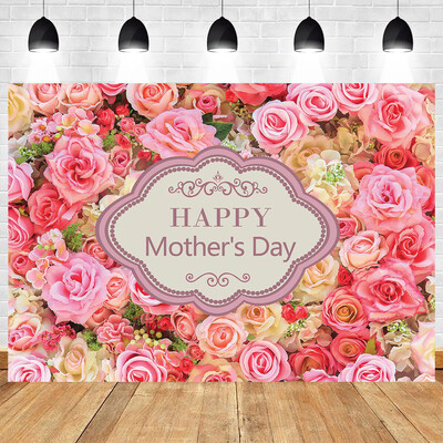 Boldog anyák napját téma Rózsaszín Rózsa Virágos Virág Köszönet Anyák napja Nők születésnapi fotózás Vinyl háttér dekorációs kellékek