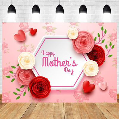 Boldog anyák napját téma Rózsaszín Rózsa Virágos Virág Köszönet Anyák napja Nők születésnapi fotózás Vinyl háttér dekorációs kellékek