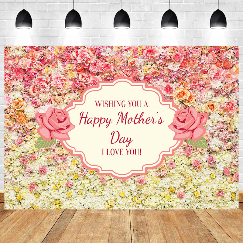 Boldog anyák napját téma Rózsaszín Rózsa Virágos Virág Köszönet Anyák napja Nők születésnapi fotózás Vinyl háttér dekorációs kellékek
