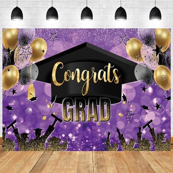 2024 Graduation Theme Photography Pink and Gold Glitter Balloons Bachelor Hat Congrats Grad Party Decor banner Photo Foto