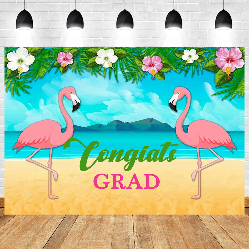 Nyári trópusi virág pálmalevelek flamingó téma Ballagási parti Babazuhany fotózás Vinyl háttér dekor kellékek