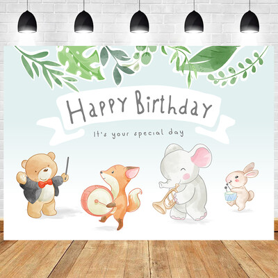 Jungle Animals téma Dzsungel szafari születésnapi parti Wild One Baby Shower Fiú Lány Születésnapi Családi Fénykép Háttér Dekoráció