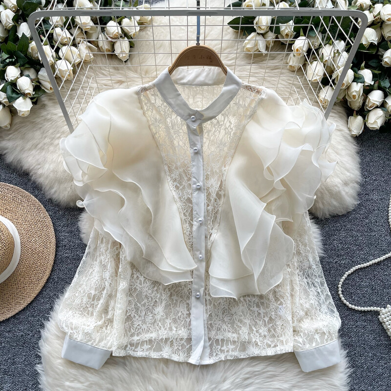 Női kétrészes szettek Elegáns fodros PATCHWORK egysoros, ujjatlan áttetsző divatos Hotsweet magas derekú szoknya szettek