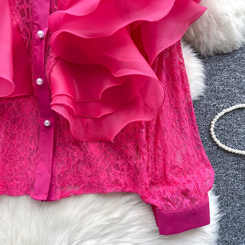 Női kétrészes szettek Elegáns fodros PATCHWORK egysoros, ujjatlan áttetsző divatos Hotsweet magas derekú szoknya szettek