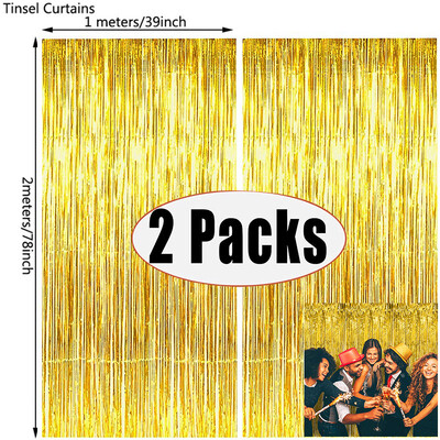 2 csomag 2M fémfólia talmi rojtos függöny háttér karácsonyi parti dekoráció otthonra Boldog új évet 2025 karácsonyi kellékek