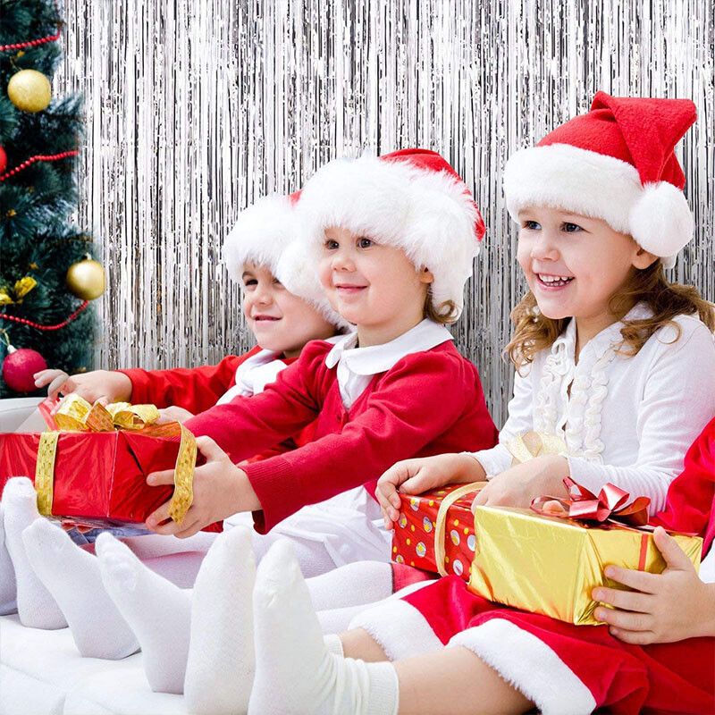 2 csomag 2M fémfólia talmi rojtos függöny háttér karácsonyi parti dekoráció otthonra Boldog új évet 2025 karácsonyi kellékek