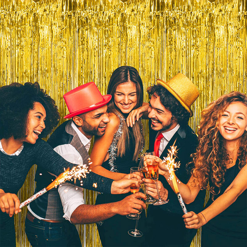 2 csomag 2M fémfólia talmi rojtos függöny háttér karácsonyi parti dekoráció otthonra Boldog új évet 2025 karácsonyi kellékek