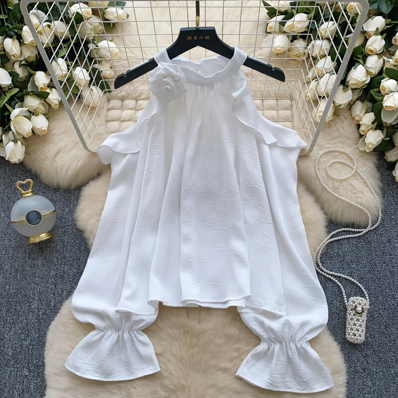 Elegants vintage O veida kakla izgriezums, seksīga ar garām piedurknēm, ikdienišķs volānveida krekls slaids sieviešu pamati High Street ielas apģērba blūze