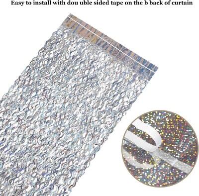 Κουρτίνα με κρόσια 1x2M με μεμβράνη με κρόσια μπλε αλουμινόχαρτο Κουρτίνες τοίχου για χριστουγεννιάτικο πάρτι κάτω από τη θάλασσα