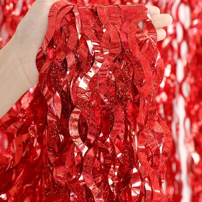 Κουρτίνα με κρόσια 1x2M με μεμβράνη με κρόσια μπλε αλουμινόχαρτο Κουρτίνες τοίχου για χριστουγεννιάτικο πάρτι κάτω από τη θάλασσα