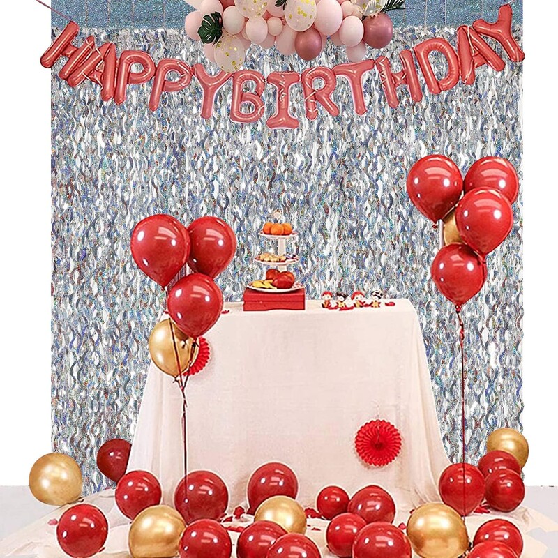 Κουρτίνα με κρόσια 1x2M με μεμβράνη με κρόσια μπλε αλουμινόχαρτο Κουρτίνες τοίχου για χριστουγεννιάτικο πάρτι κάτω από τη θάλασσα