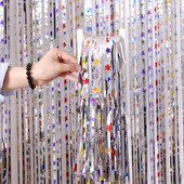 1M x 2M Gimtadienio vakarėlio fonai Žvaigždžių blizgučių užuolaidų kūdikių dušo sidabro PVC fonų dekoravimas