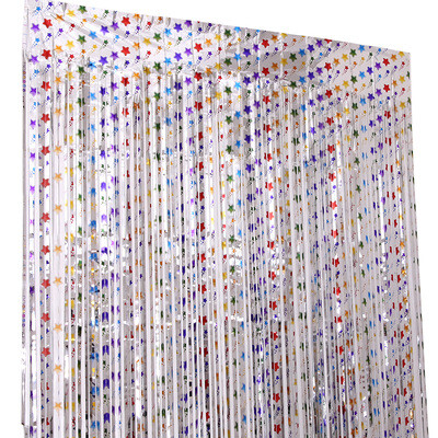 1M x 2M Gimtadienio vakarėlio fonai Žvaigždžių blizgučių užuolaidų kūdikių dušo sidabro PVC fonų dekoravimas