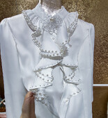 Camisas De Mujer női gyöngyös fodros ingek és blúzok női 2024 tavaszi hosszú ujjú, egysoros fehér felsők Blusák