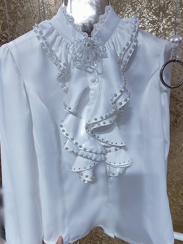 Camisas De Mujer női gyöngyös fodros ingek és blúzok női 2024 tavaszi hosszú ujjú, egysoros fehér felsők Blusák