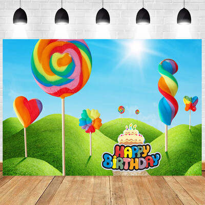 Fantasy Candy Fánk Fagylalt Téma Újszülött Gyerekek Születésnapi Party fotózás Vinyl háttér fotó dekorációs kellékek