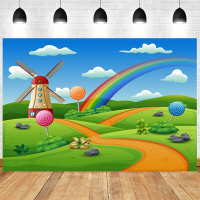 Fantasy Candy Fánk Fagylalt Téma Újszülött Gyerekek Születésnapi Party fotózás Vinyl háttér fotó dekorációs kellékek