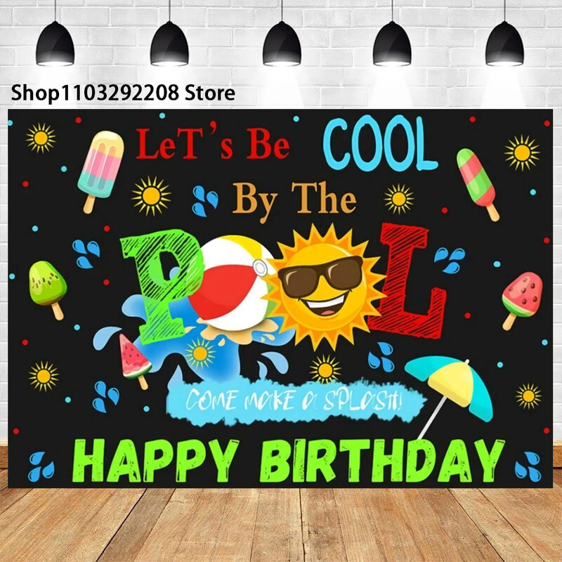 Nyári medenceparti háttér hawaii úszás strandlabda flamingó mentőgyűrű léggömb születésnapi parti ünnepi fotózás háttér