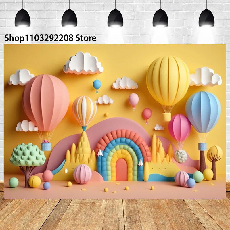 Léggömb virágos íves ajtó téma Újszülött első születésnapja fotózáshoz Babazuhany esküvői party háttér fotóstúdió