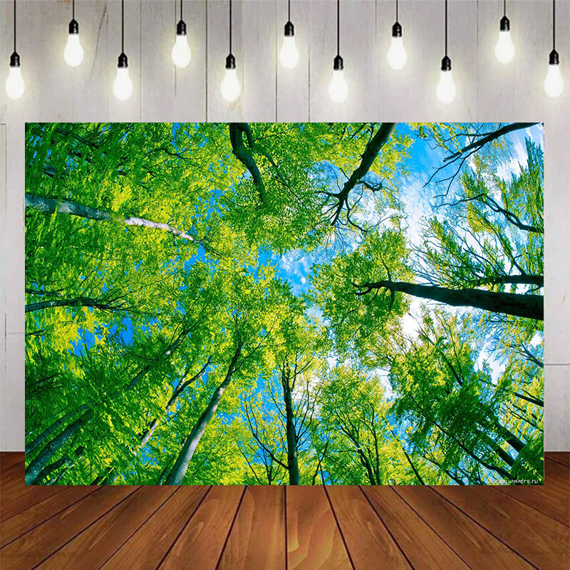 Tavaszi zöld erdő téma Születésnapi buli Babazuhany Kaland Kemping szoba Fali fotózás Vinyl háttér Dekorációs kellékek